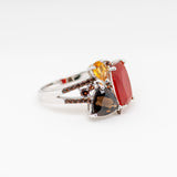 Phoenix Carnelian Quartz Citrine Ring in Sterling Silver - Heron and Swan