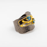 Wisteria II London Blue Topaz Ring in Sterling Silver - Heron and Swan