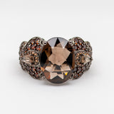 Smoky Quartz Ring in Sterling Silver - Heron and Swan