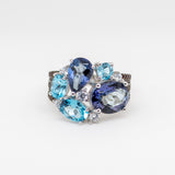 Azura Mystic Quartz Swiss Blue Topaz Ring in Sterling Silver - Heron and Swan