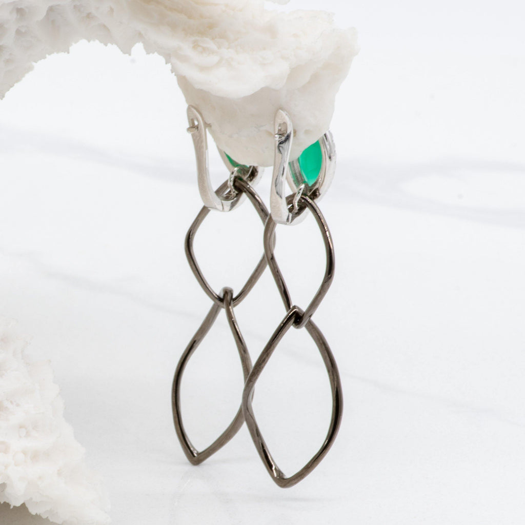 Silver Green Agate Drop Dangle Earrings - Heron & Swan