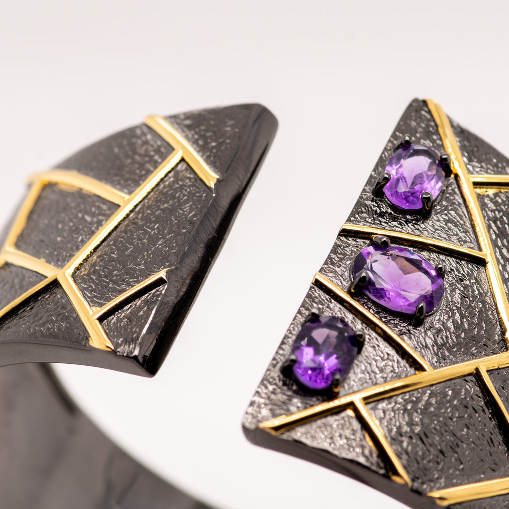 Paradox Amethyst Bracelet in Sterling Silver - Heron and Swan