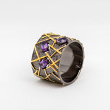 Paradox Amethyst Ring in Sterling Silver - Heron and Swan
