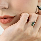 Rainbow Mystic Quartz Ring in Sterling Silver - Heron and Swan