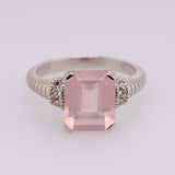 Giga Rose Quartz Ring in Sterling Silver - Heron and Swan