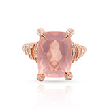 Athena Rose Quartz Ring in Sterling Silver - Heron and Swan