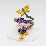 Monarch Amethyst Ring in Sterling Silver - Heron and Swan