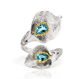 Lily Swiss Blue Topaz Ring in Sterling Silver - Heron and Swan