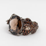 Smoky Quartz Ring in Sterling Silver - Heron and Swan