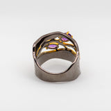 Wisteria Amethyst Ring in Sterling Silver - Heron and Swan