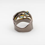 Wisteria II London Blue Topaz Ring in Sterling Silver - Heron and Swan