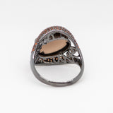 Morion Quartz Ring in Sterling Silver - Heron and Swan