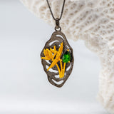 Silver Dragonfly Chrome Diopside Stone Pendant Necklace - Heron & Swan