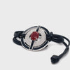 Silver "Jemma" Red Agate Stone Leather Bracelet 