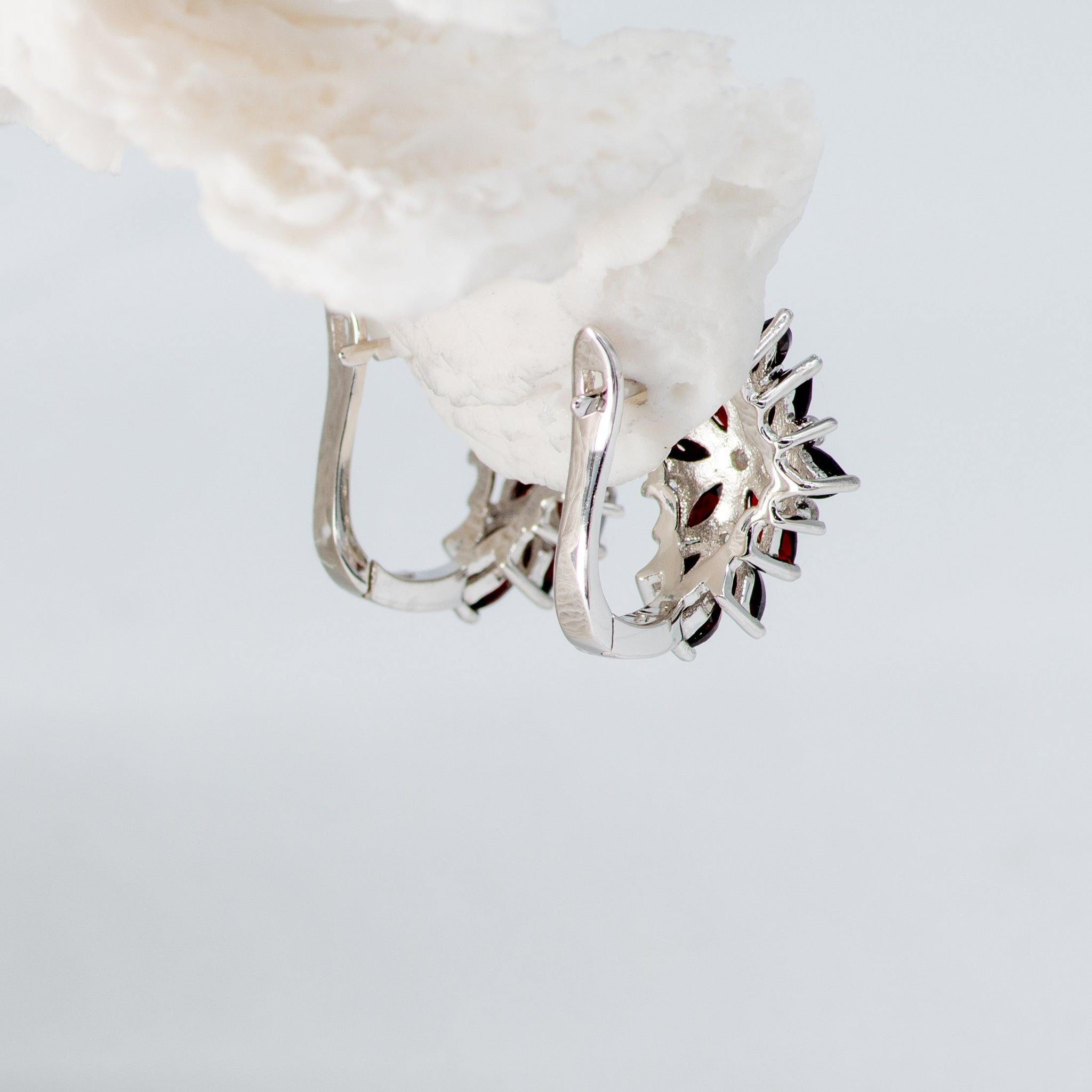 Silver "Plum" Garnet Stone Earrings - Heron & Swan