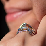 Silver "Swirl" Swiss Blue Topaz Ring - Heron & Swan