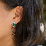 Silver Green Agate Drop Dangle Earrings - Heron & Swan