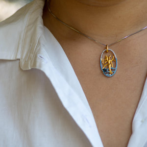 Silver Woman with Vase London Blue Topaz Stone Pendant - Heron & Swan