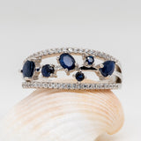 Afina Blue Sapphire Ring in Sterling Silver - Heron and Swan