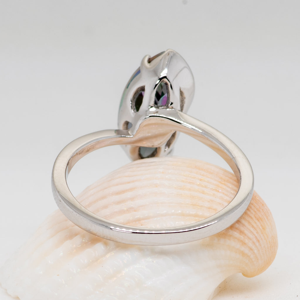 Rainbow Mystic Quartz Ring in Sterling Silver - Heron and Swan