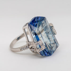 Everest Blue Quartz Ring in Sterling Silver - Heron and Swan