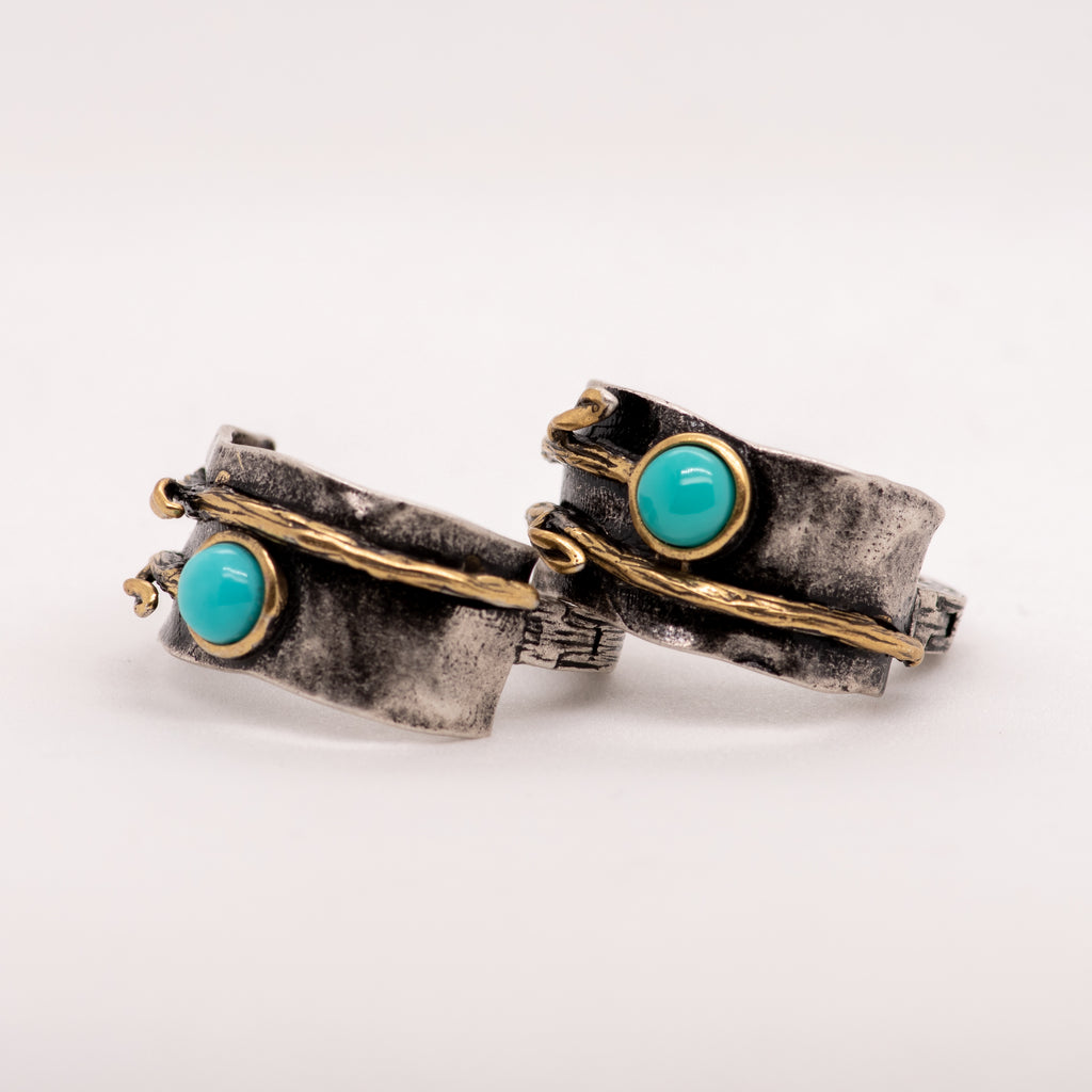 Aoki Turquoise Earrings in Sterling Silver - Heron and Swan