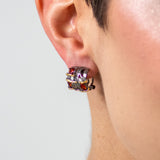 Crimson Zircon Earrings in Sterling Silver - Heron and Swan