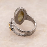 Zelena Labradorite Ring in Sterling Silver - Heron and Swan