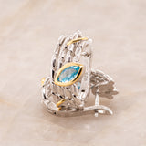 Lazuli Topaz Earrings in Sterling Silver - Heron and Swan