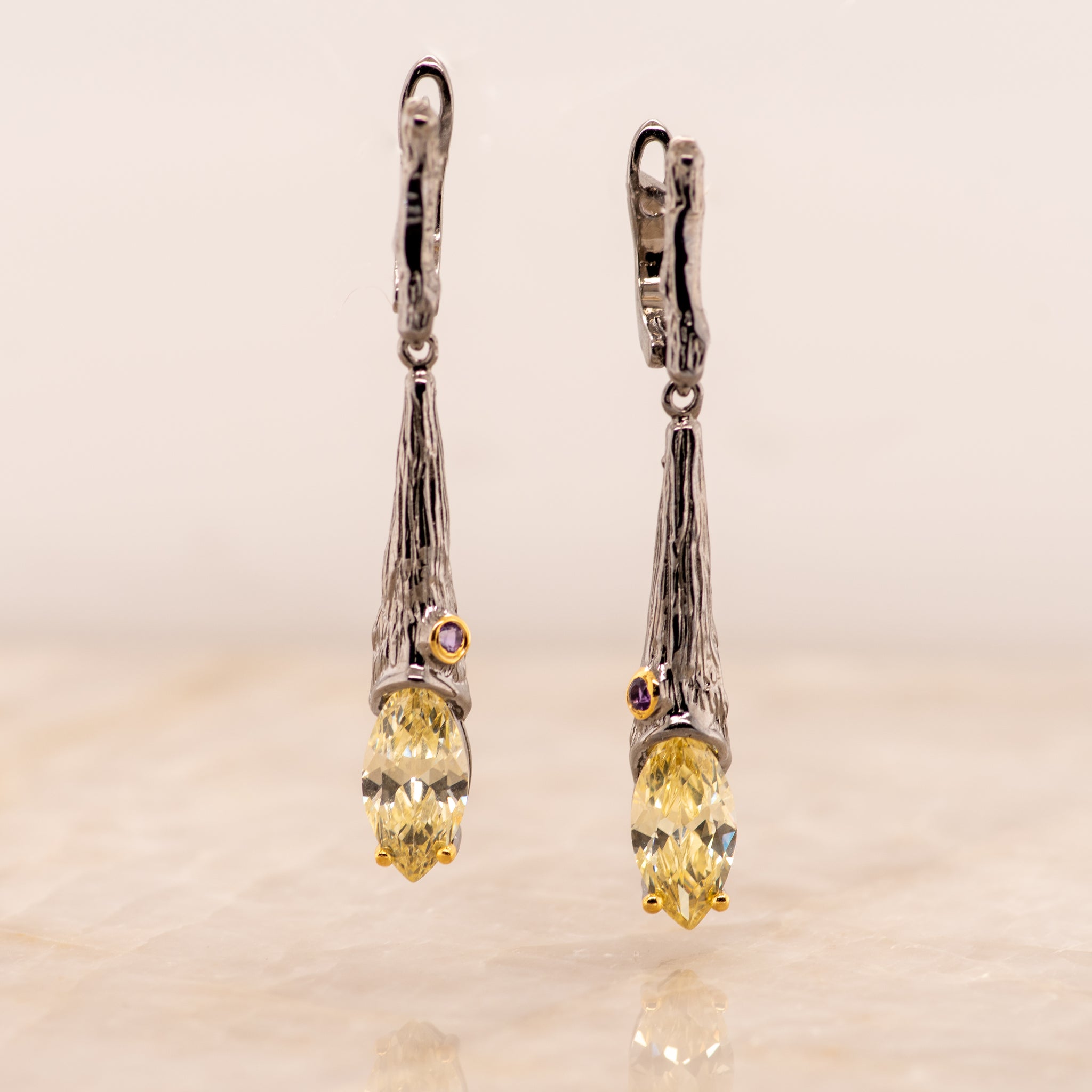 Aurelia Zircon Earrings in Sterling Silver - Heron and Swan
