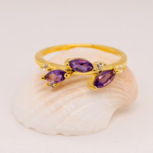 Lilac Amethyst Ring in Sterling Silver - Heron and Swan