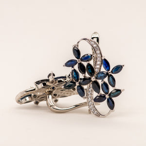 Mora Blue Sapphire Earrings in Sterling Silver - Heron and Swan