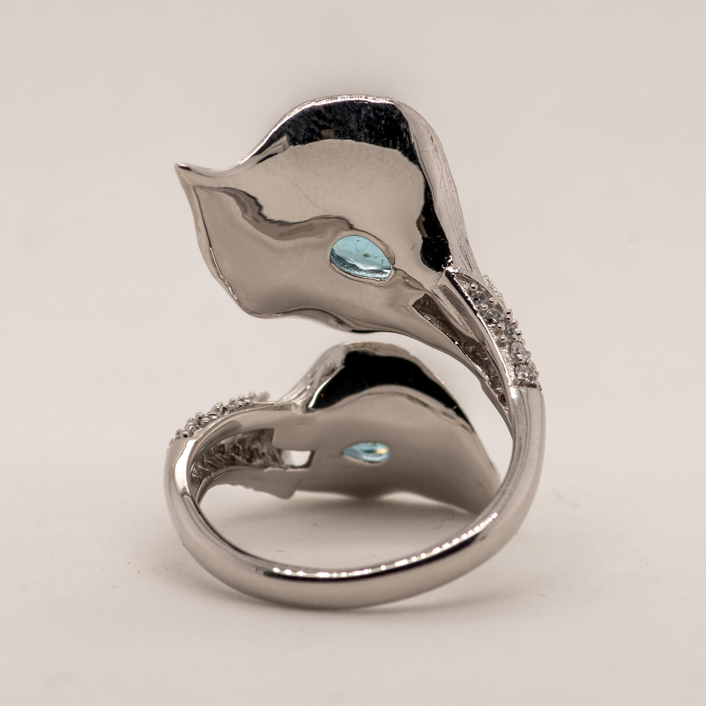 Lily Swiss Blue Topaz Ring in Sterling Silver - Heron and Swan