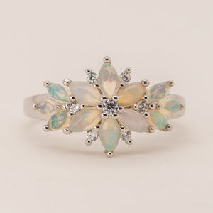 Ethiopian Opal Ring in Sterling Silver - Handcrafted with Genuine Opal Stone - Heron and Swan