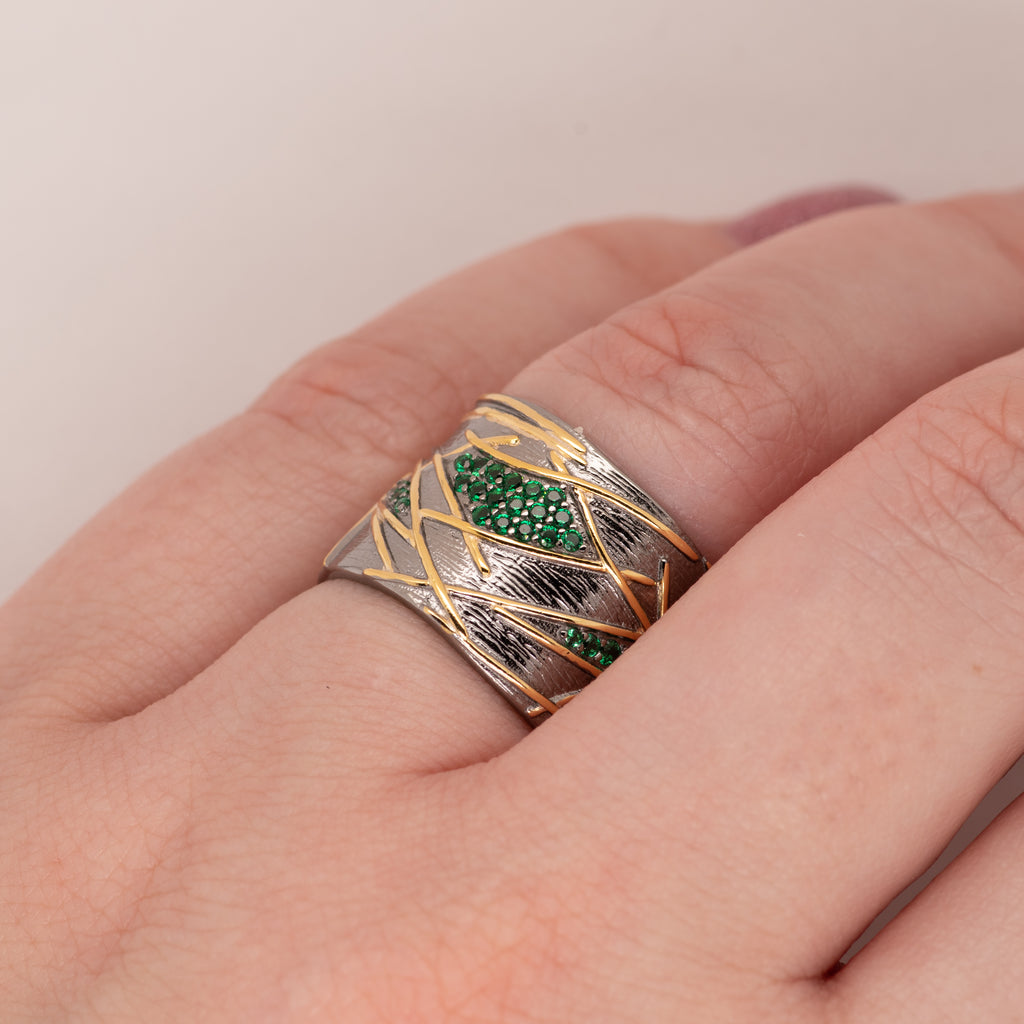 Ivy Green Spinel Ring in Sterling Silver - Heron and Swan