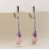 Nora Pink Calcedony Earrings in Sterling Silver - Heron and Swan