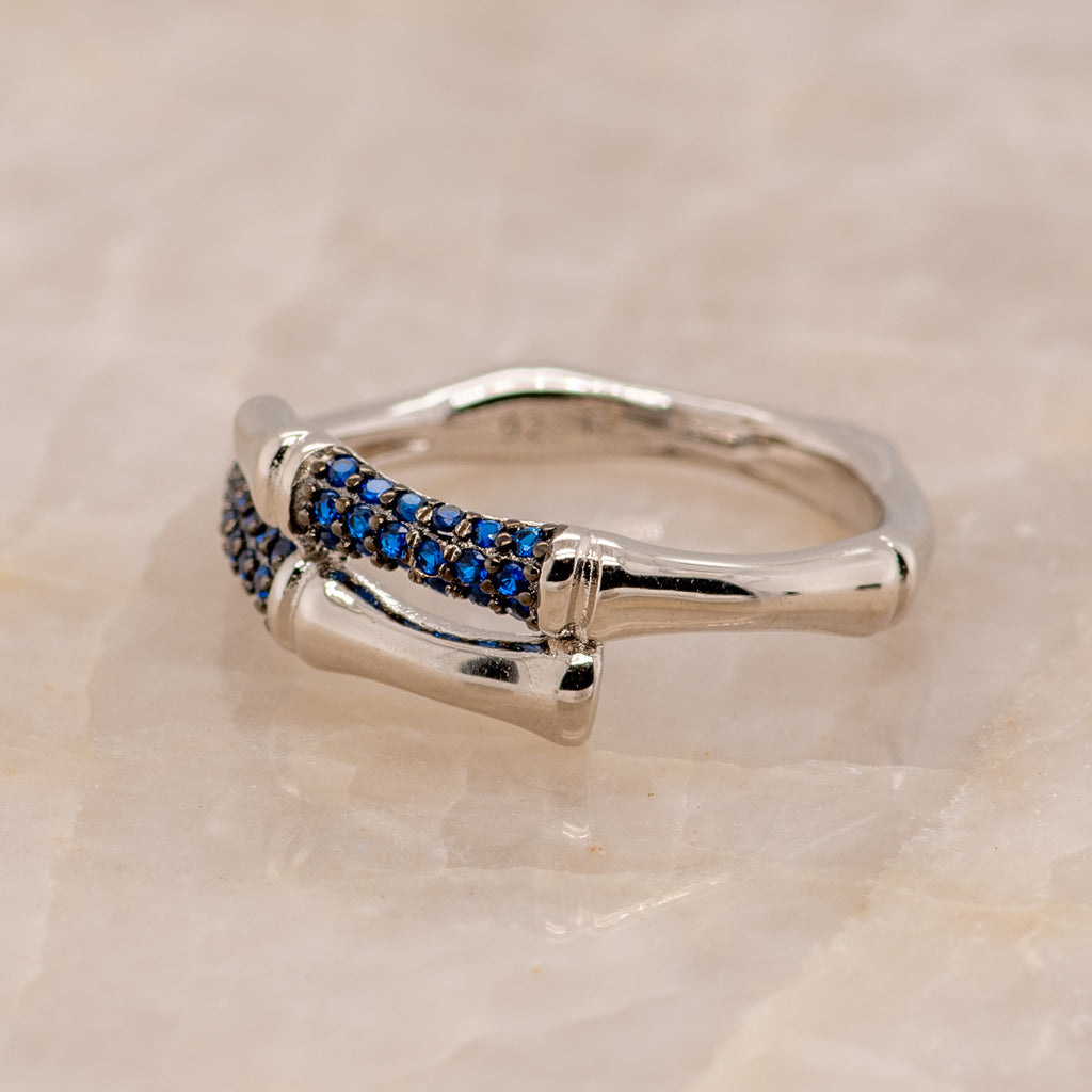Greenlee Blue Spinel Ring in Sterling Silver - Heron and Swan