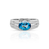 Ruka London Blue Topaz Ring in Sterling Silver - Heron and Swan