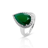 Anjou Green Agate Ring in Sterling Silver - Heron and Swan