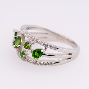 Afina Chrome Diopside Ring in Sterling Silver - Heron and Swan