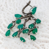 Silver "Cascade" Green Agate Stone Drop Earrings - Heron & Swan