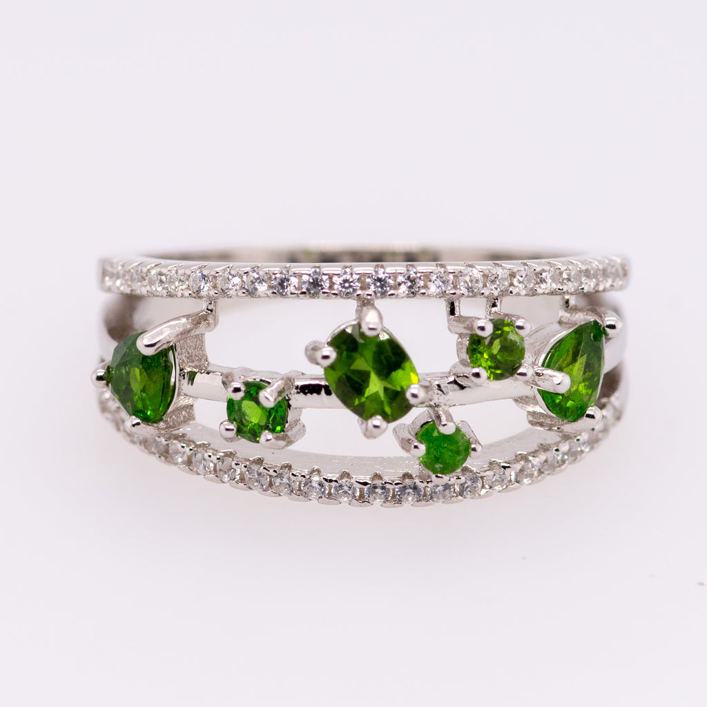 Afina Chrome Diopside Ring in Sterling Silver - Heron and Swan