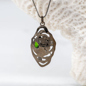 Silver Dragonfly Chrome Diopside Stone Pendant Necklace - Heron & Swan