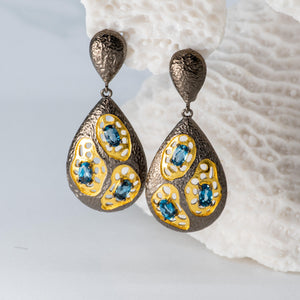 Silver “Hypatia” Earrings with London Blue Topaz - Heron & Swan