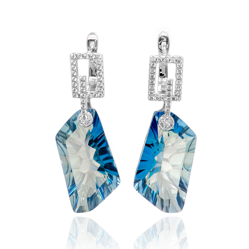 Everest Blue Quartz Earrings in Sterling Silver - Heron and Swan