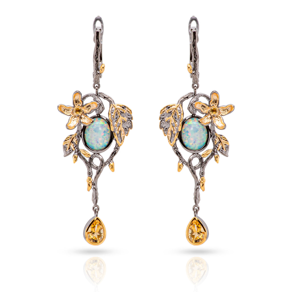 Malina Opal Earrings in Sterling Silver - Heron and Swan