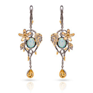 Malina Opal Earrings in Sterling Silver - Heron and Swan