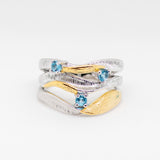 Swirl Swiss Blue Topaz Ring in Sterling Silver - Heron and Swan
