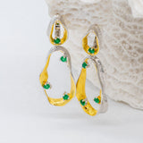 Silver "Swirl" Green Agate Stone Earrings - Heron & Swan