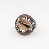 Morion Quartz Ring in Sterling Silver - Heron and Swan